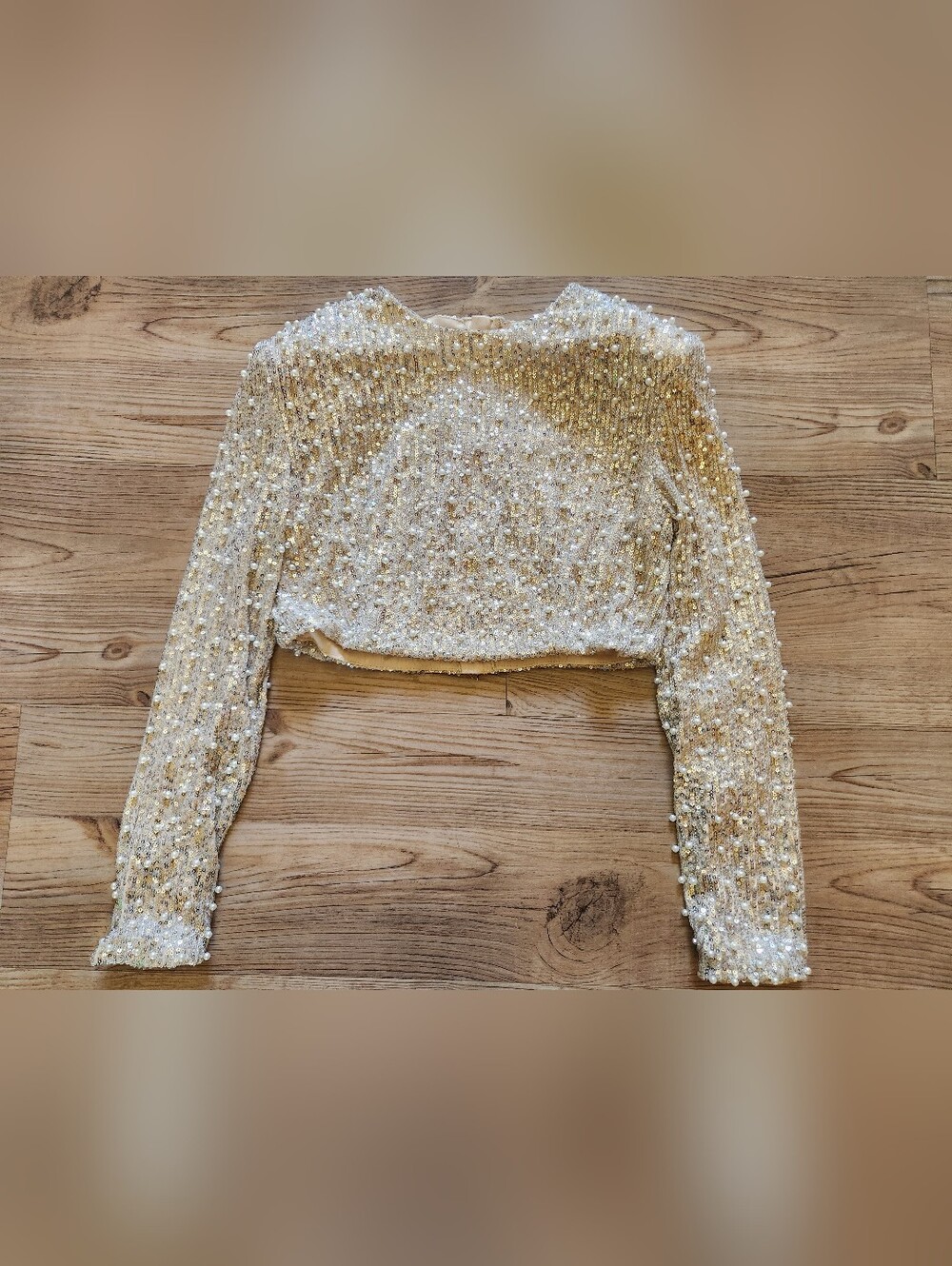 NWT Pearl Sequin Cropped Blouse